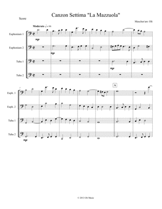 Book cover for Canzon Settima "La Mazzuola" for tuba quartet