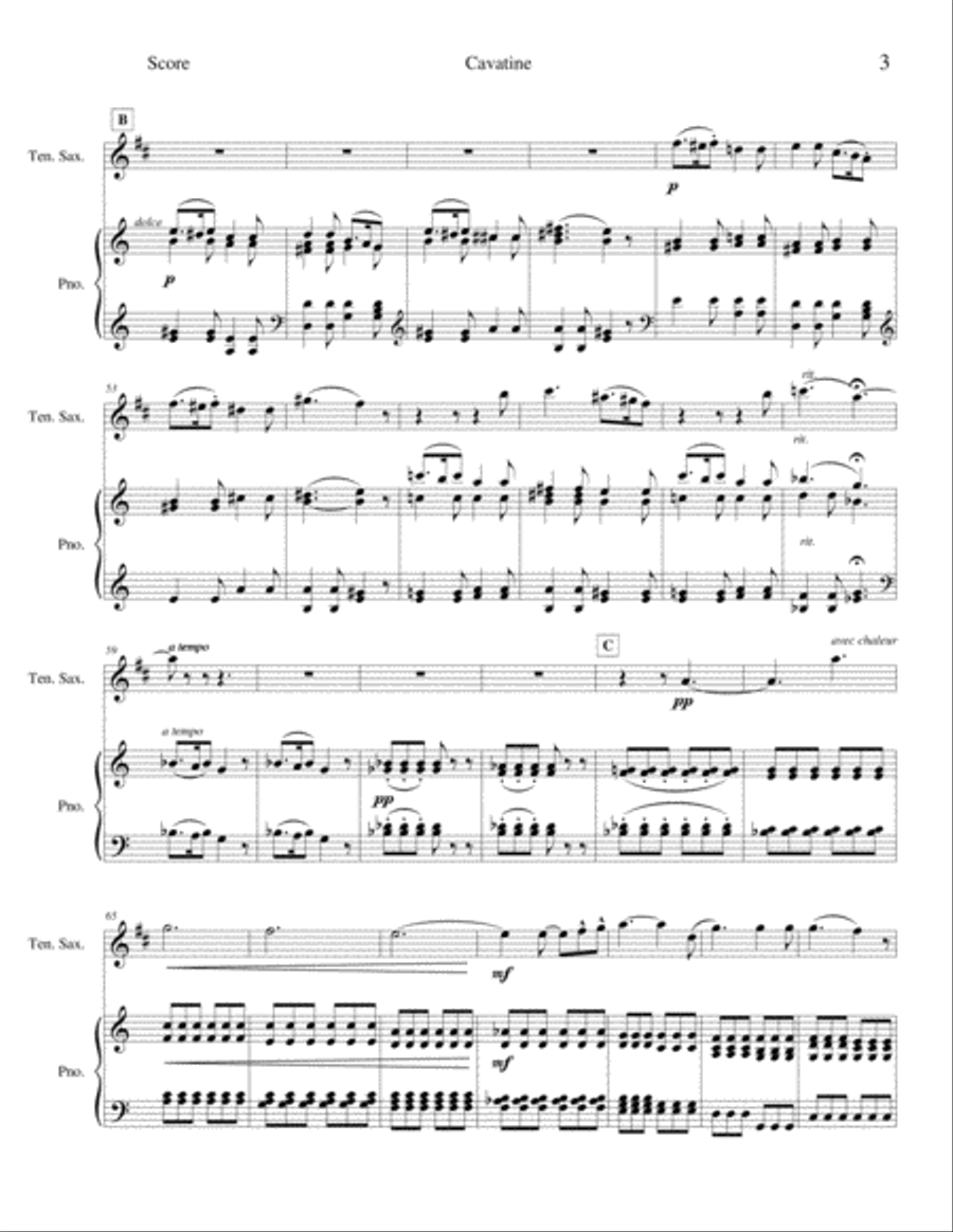 Cavatine Cavatine Tenor Saxophone scores gallery preview page 3
