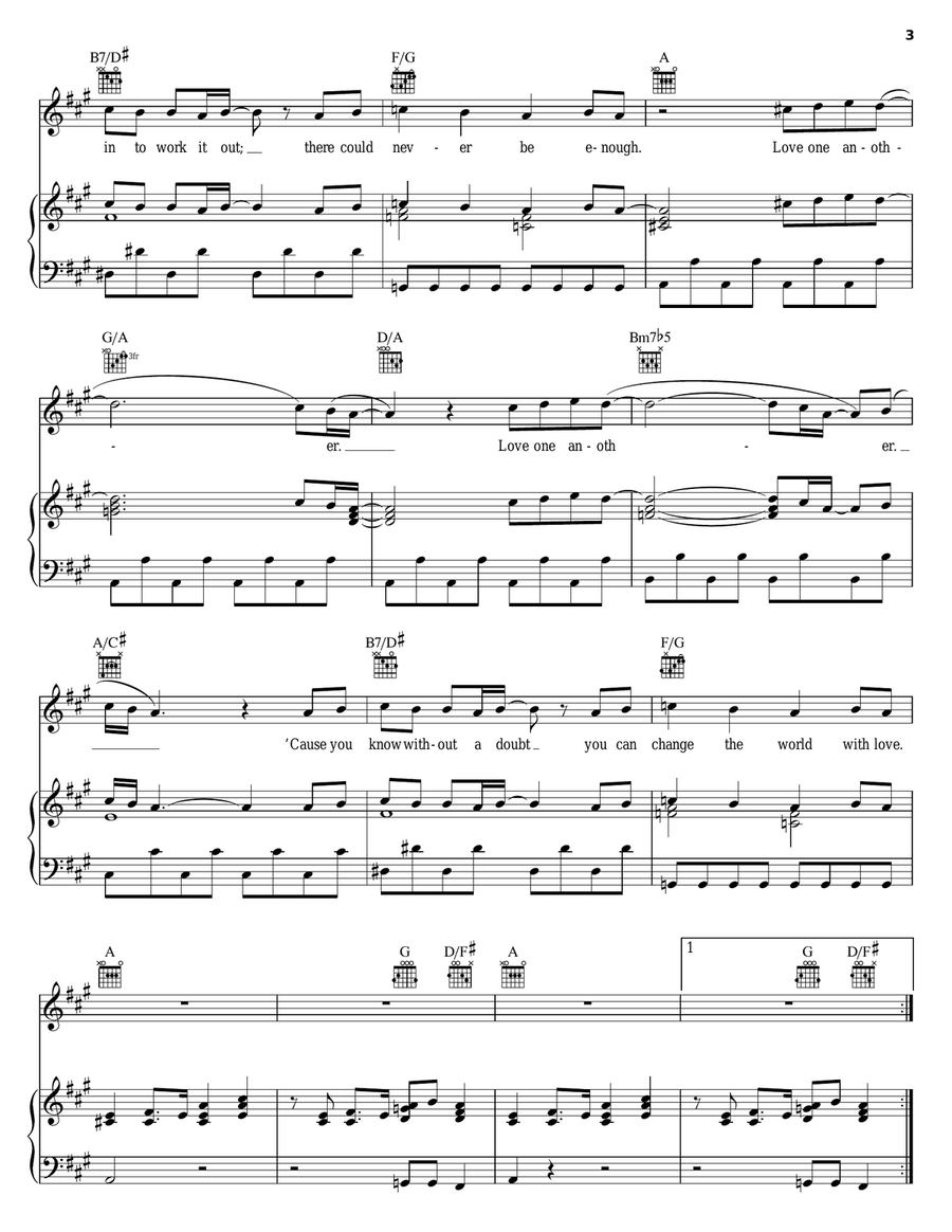 Love One Another Piano, Vocal, Guitar scores gallery preview page 3