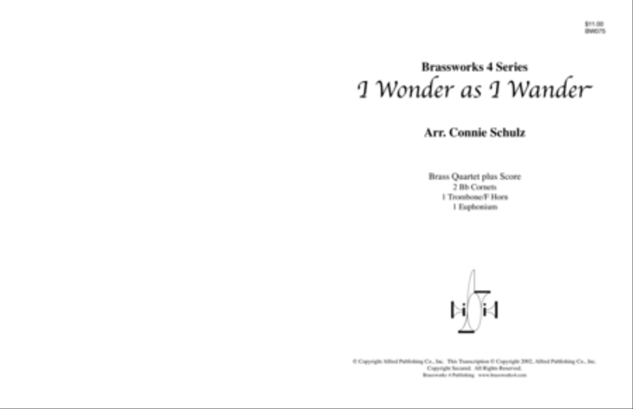 I Wonder as I Wander Brass Quartet scores gallery preview page 1