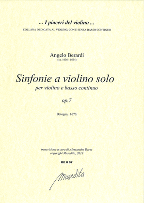 Book cover for Sinfonie a violino solo op.7 (Bologna, 1670)