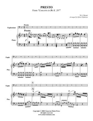 Book cover for Presto from Concerto in Bb, K.207