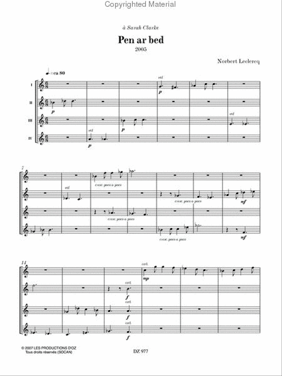 Pen ar bed Guitar Ensemble scores gallery preview page 2