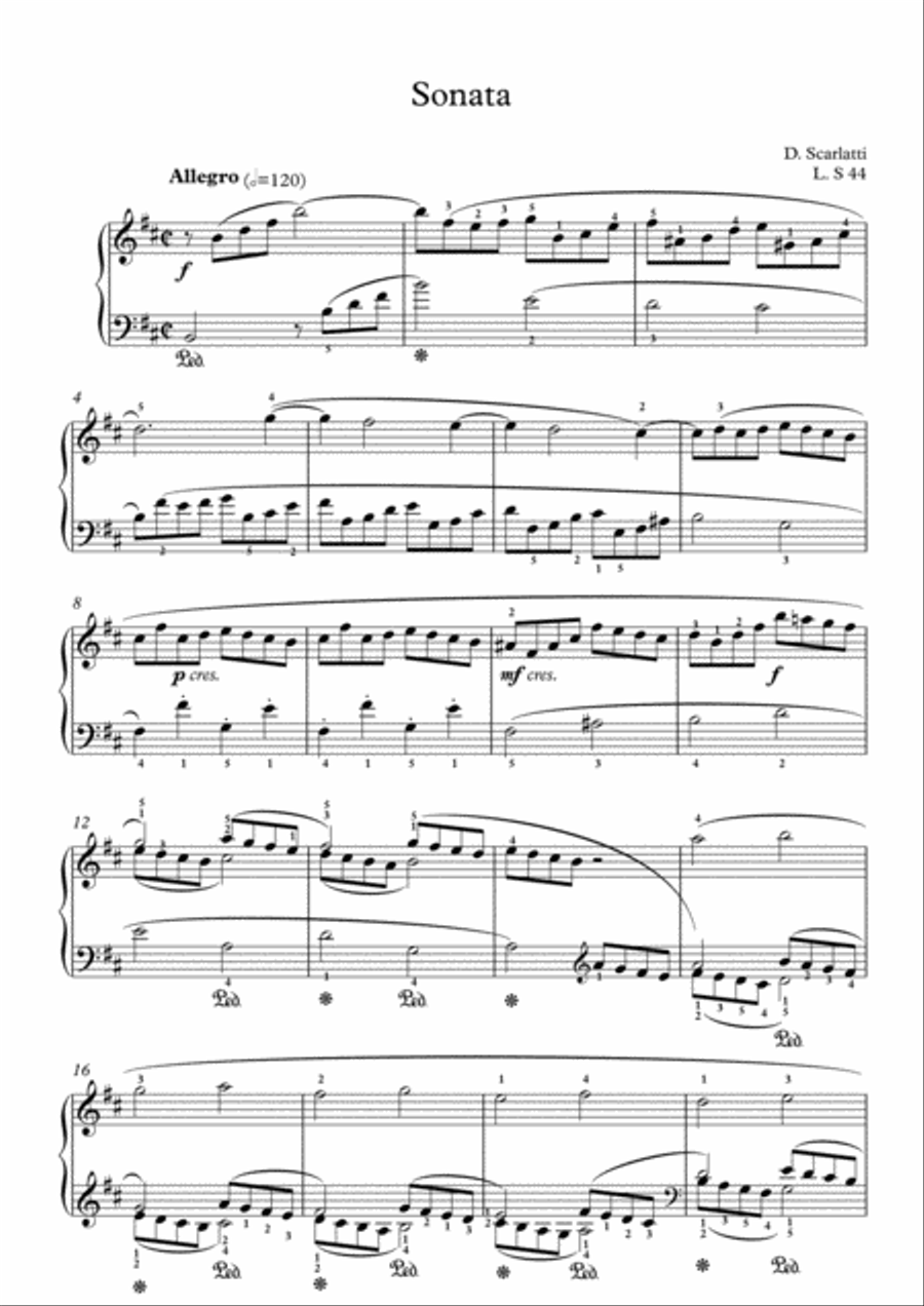 Scarlatti-Sonata in B-minor L.S44 K.293(piano) Piano Solo scores gallery preview page 2