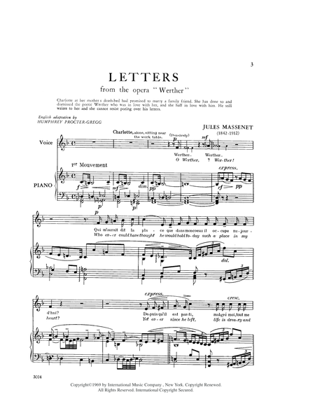 The Letters, From Werther (F. & E.) (Ms.)