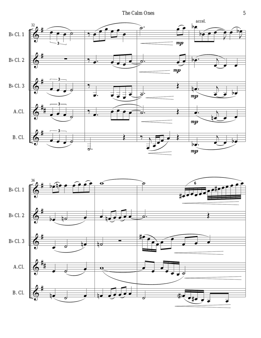 The Calm Ones (in a Noisy World) for Clarinet Choir Clarinet Choir scores gallery preview page 5