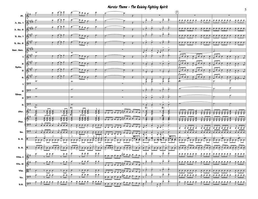 Naruto Theme - The Raising Fighting Spirit Jazz Ensemble scores gallery preview page 5