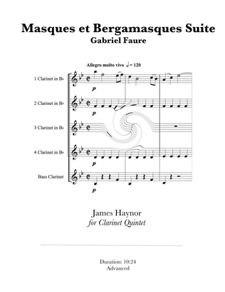 Masques et Bergamasques Suite for Clarinet Quintet