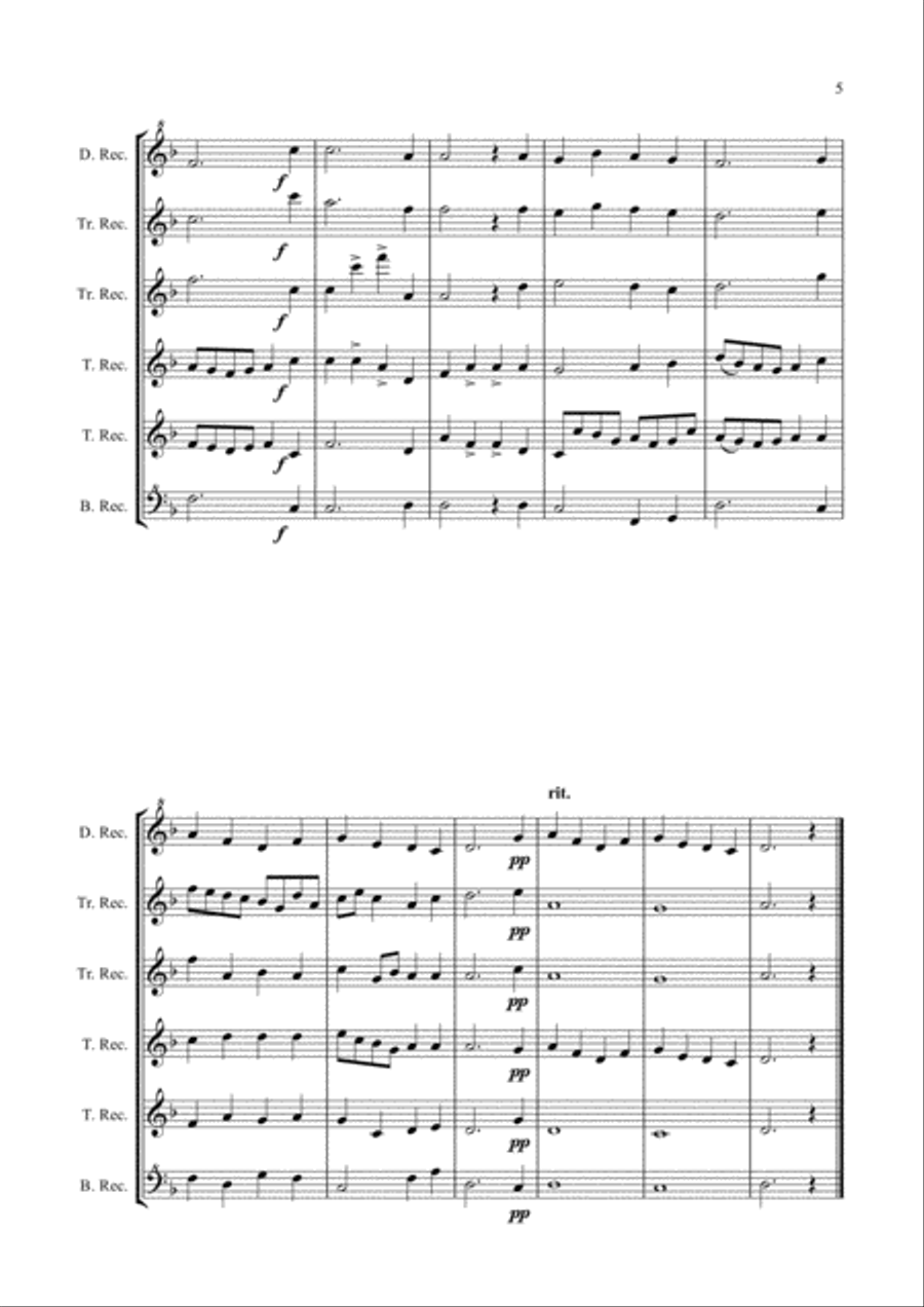 Christmas Fanfare for Recorder Ensemble: Five Renaissance Carols Recorder scores gallery preview page 5