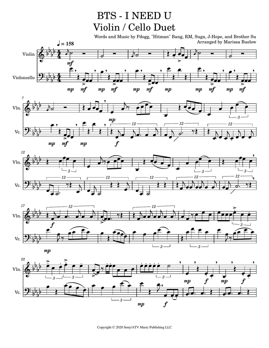 I Need U String Duet scores gallery preview page 1