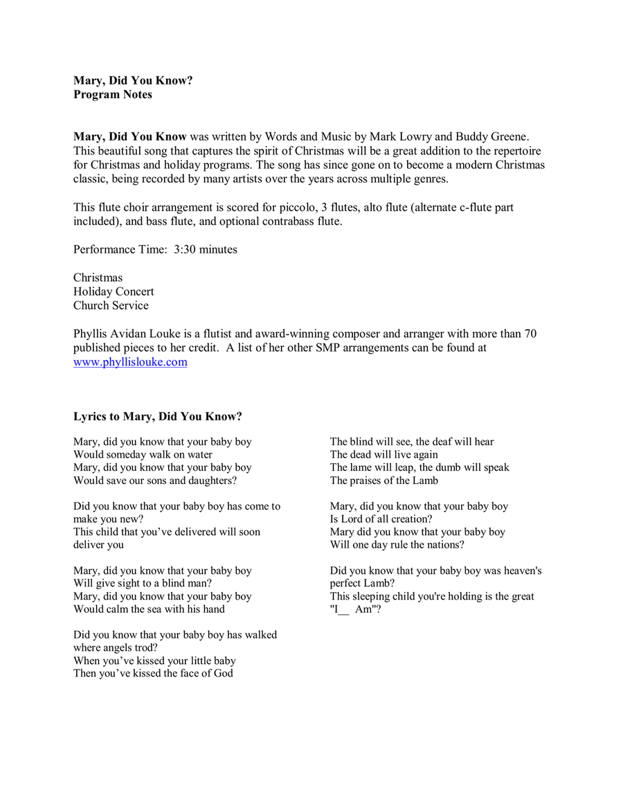 Mary, Did You Know? Woodwind Ensemble scores gallery preview page 2