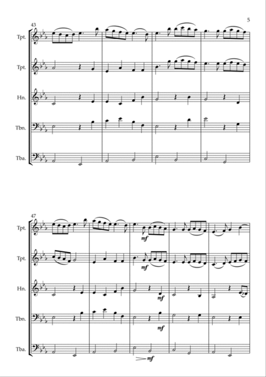 Pachelbel's Canon, for Brass Quintet image number null