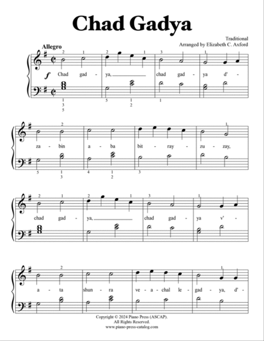 Chad Gadya Piano Method scores gallery preview page 2
