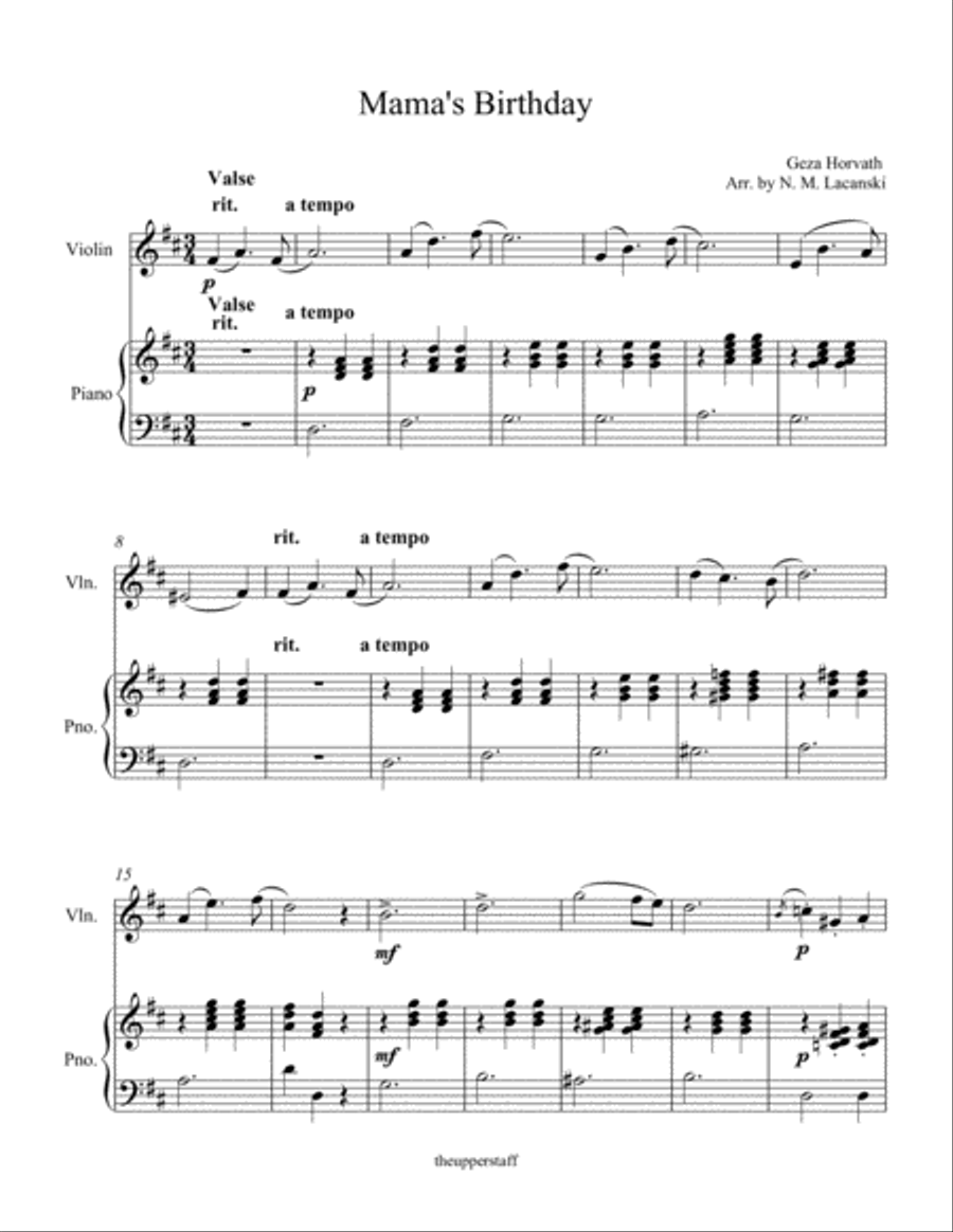Mama's Birthday Violin Solo scores gallery preview page 1
