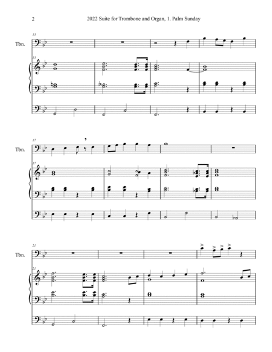 2022 Suite for Trombone and Organ (complete) for Lent, Palm Sunday, and Easter, by Phil Lehenbauer Trombone scores gallery preview page 3