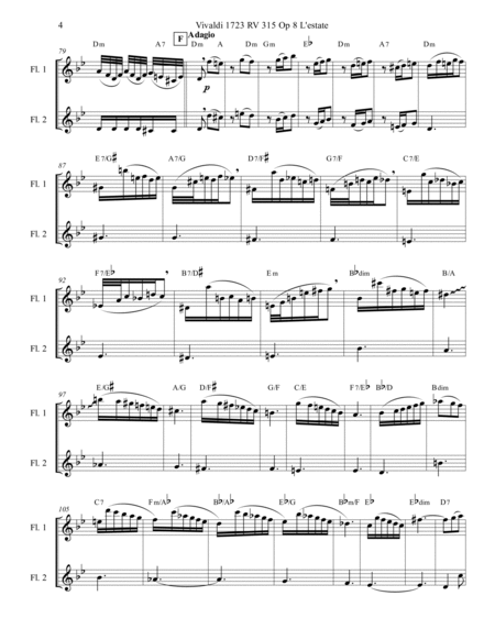 Vivaldi 1723 RV 315 Op 8 Summer 2 Flutes Parts and Score