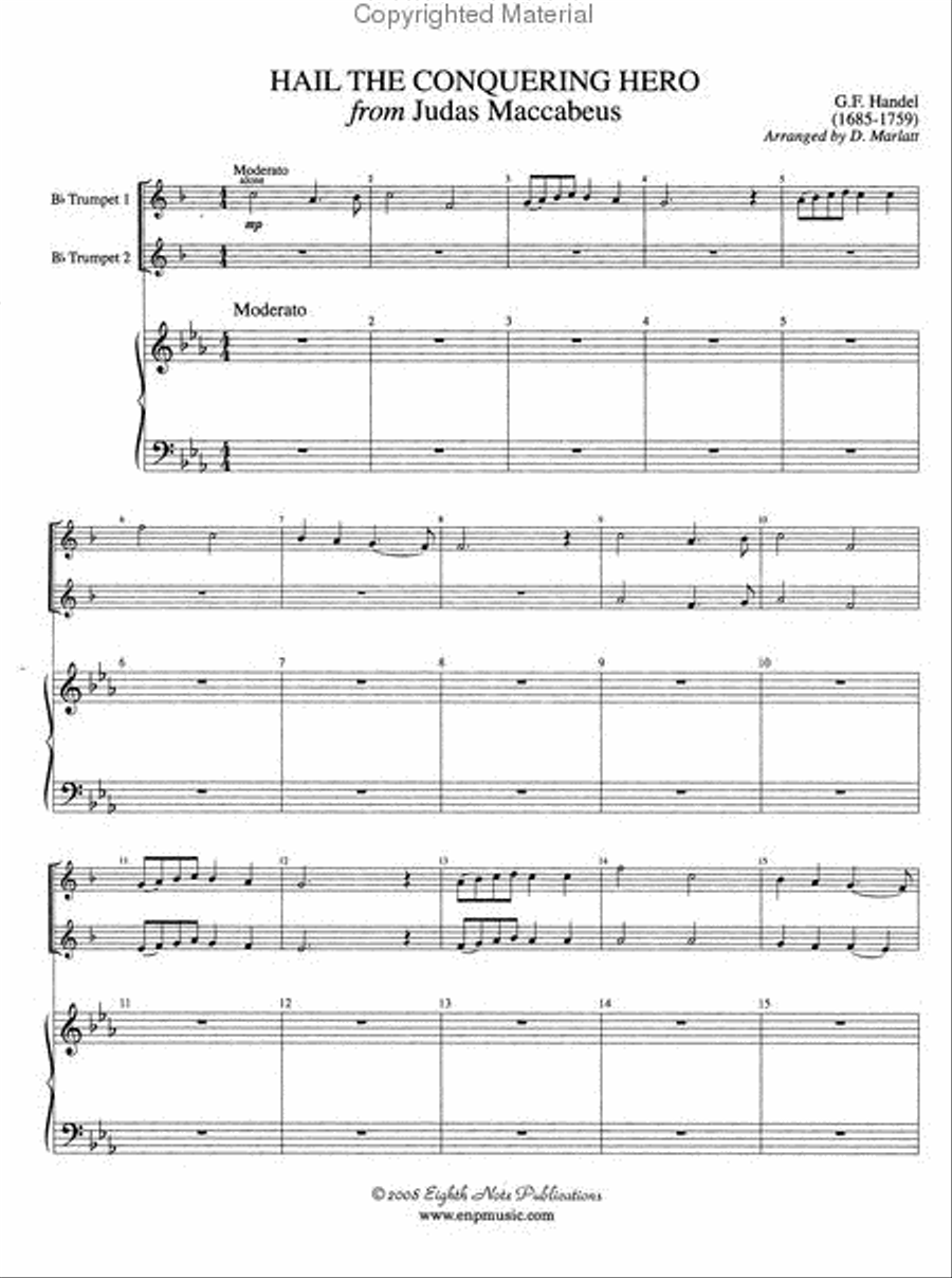 Hail the Conquering Hero (from Judas Maccabeus) Trumpet Duet scores gallery preview page 2