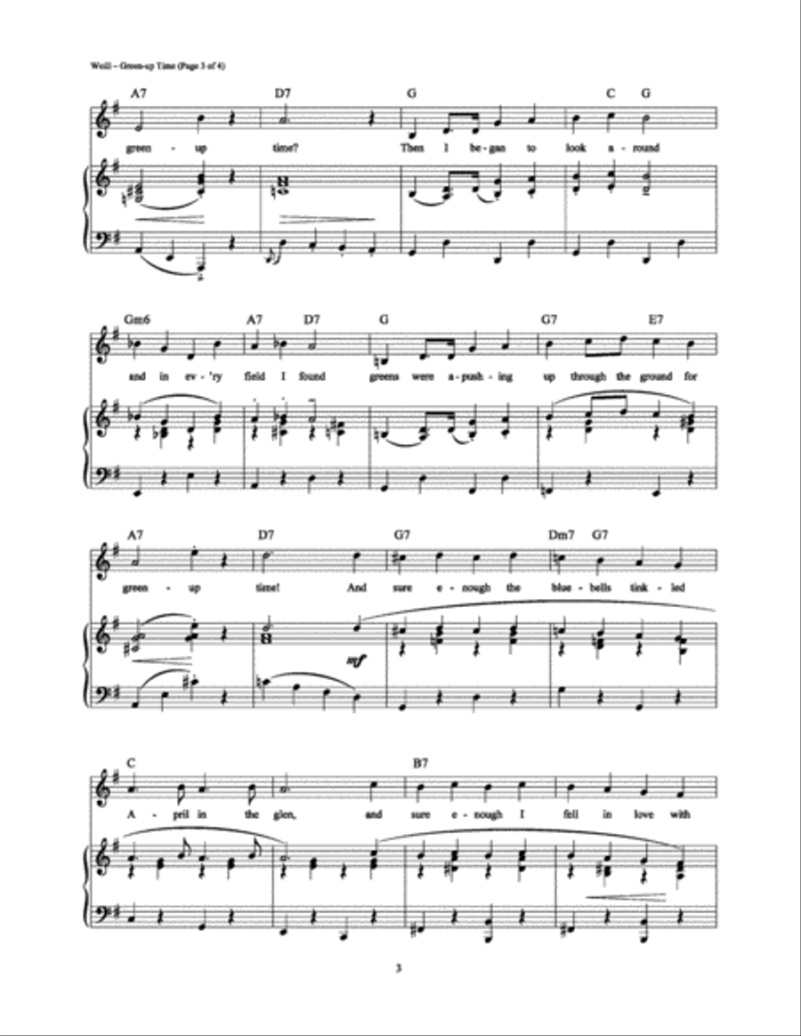 Green-up Time Piano, Vocal, Guitar scores gallery preview page 3