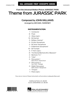 Book cover for Theme from Jurassic Park - Conductor Score (Full Score)