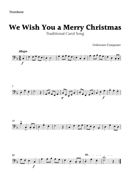 We Wish you a Merry Christmas for Trombone and Tuba Duet image number null
