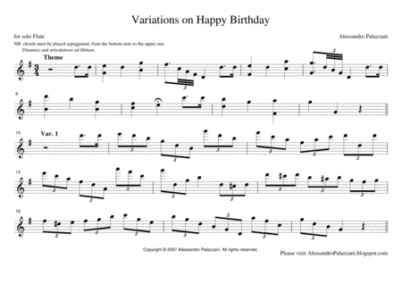 Variations on Happy Birthday for Solo Flute image number null