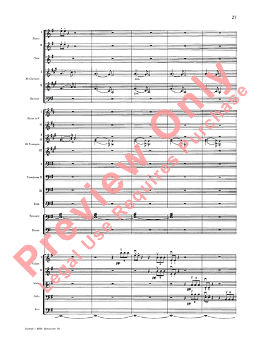 Dvorák's Fifth Symphony (New World, Fourth Movement) Full Orchestra scores gallery preview page 28