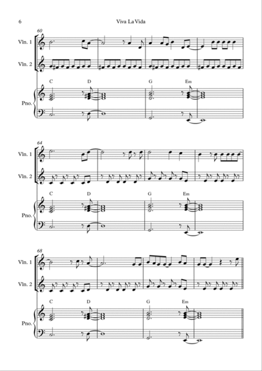 Viva La Vida String Duet scores gallery preview page 6