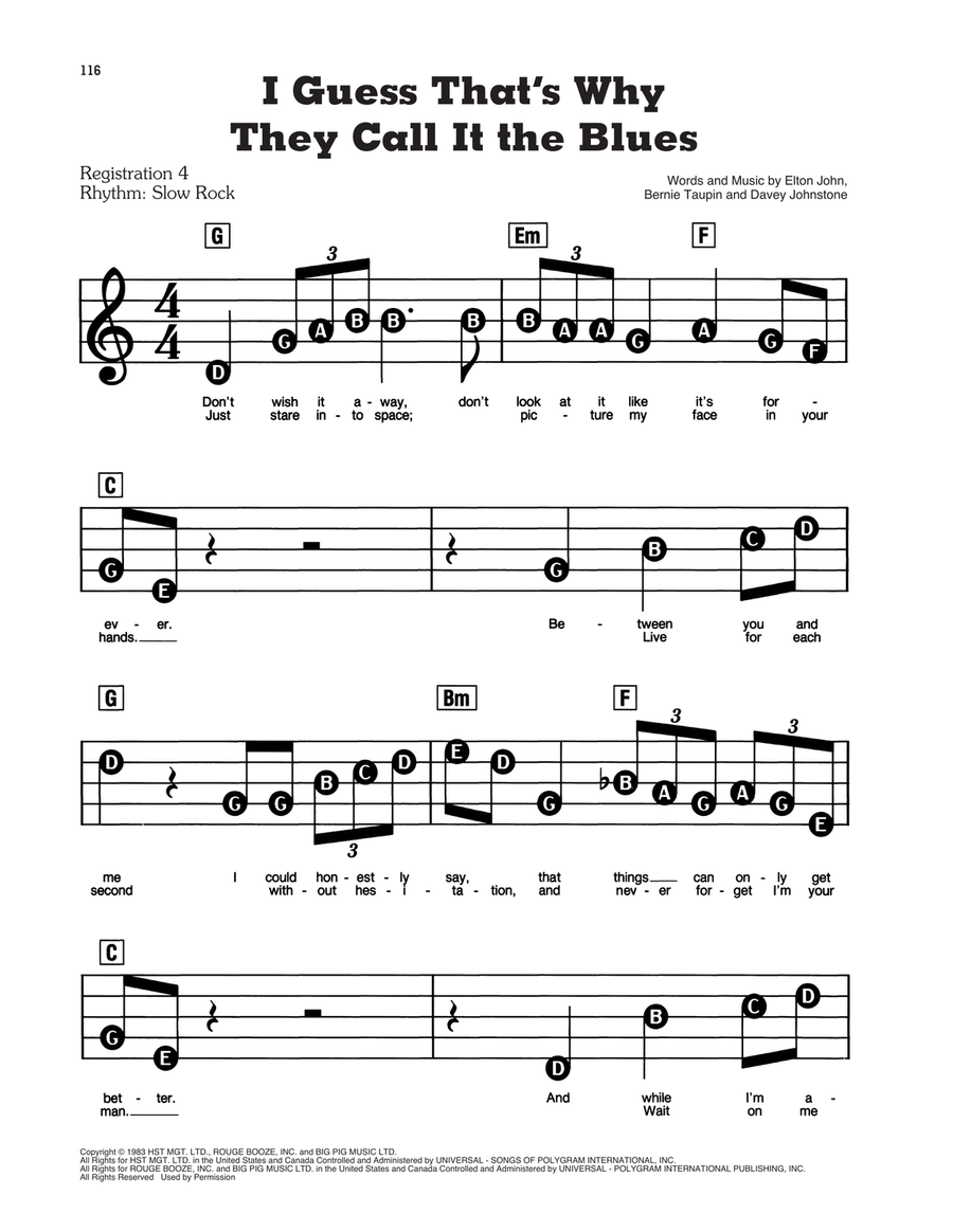 I Guess That's Why They Call It The Blues Electronic Keyboard scores gallery preview page 1