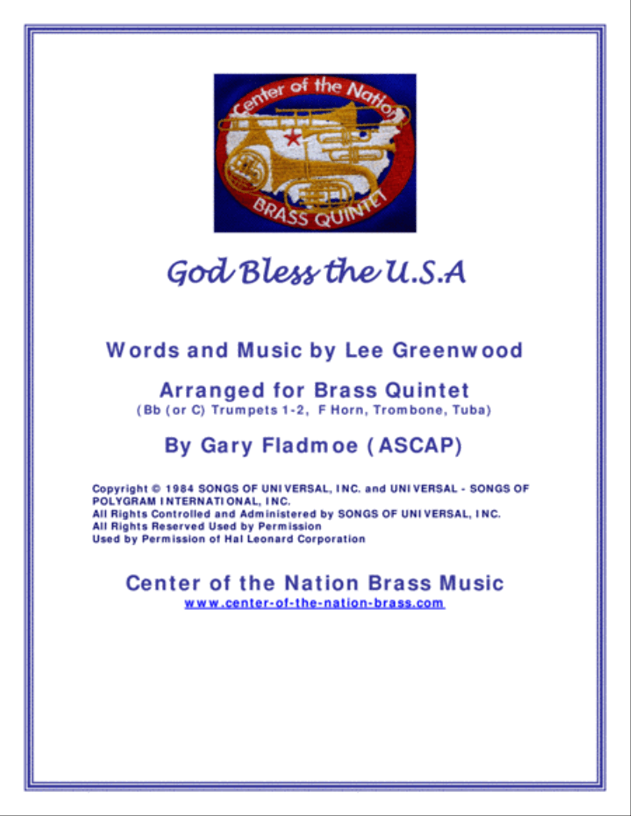God Bless The U.S.A. God Bless The U.S.A. Brass Ensemble scores gallery preview page 1