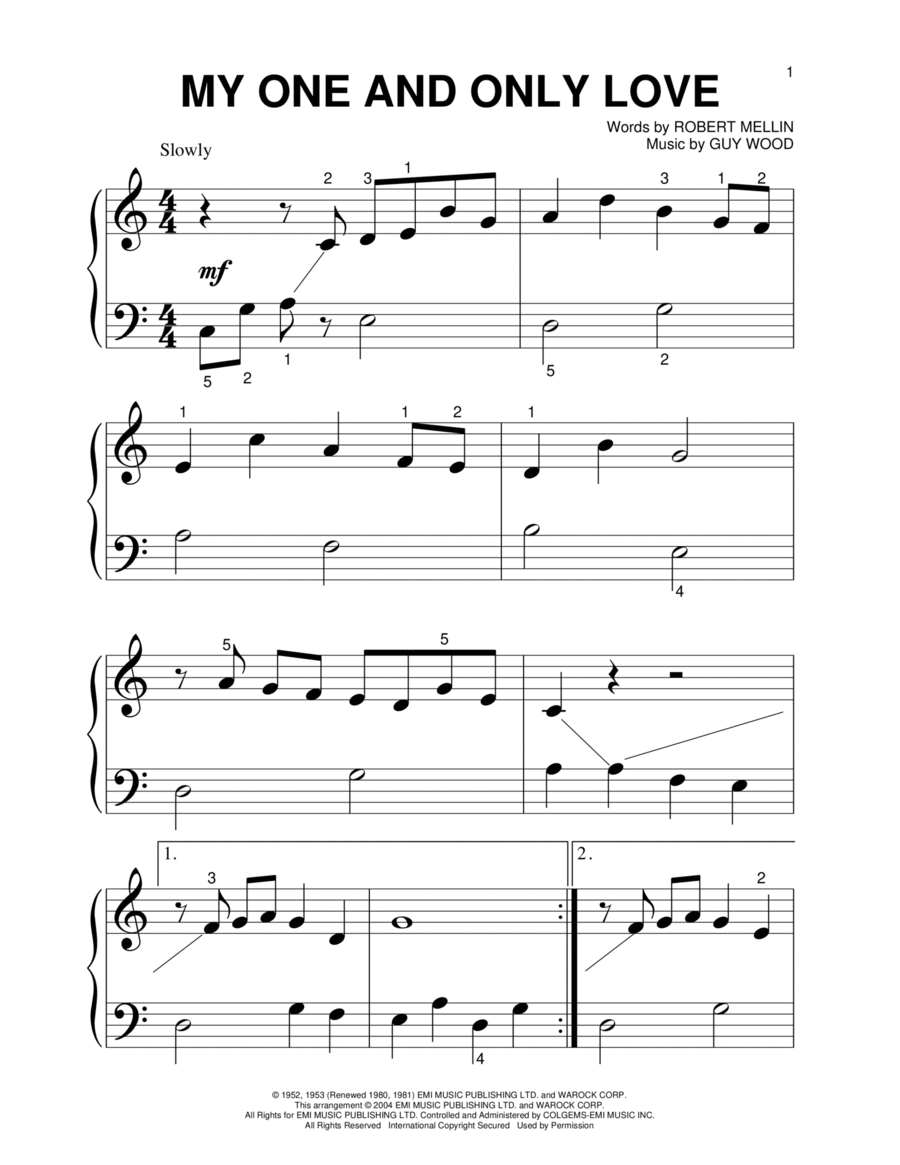 My One And Only Love Piano Solo scores gallery preview page 1