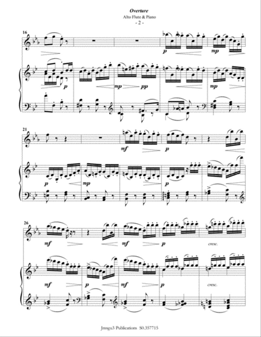 Tchaikovsky: Overture from Nutcracker Suite for Alto Flute & Piano Flute Solo scores gallery preview page 3