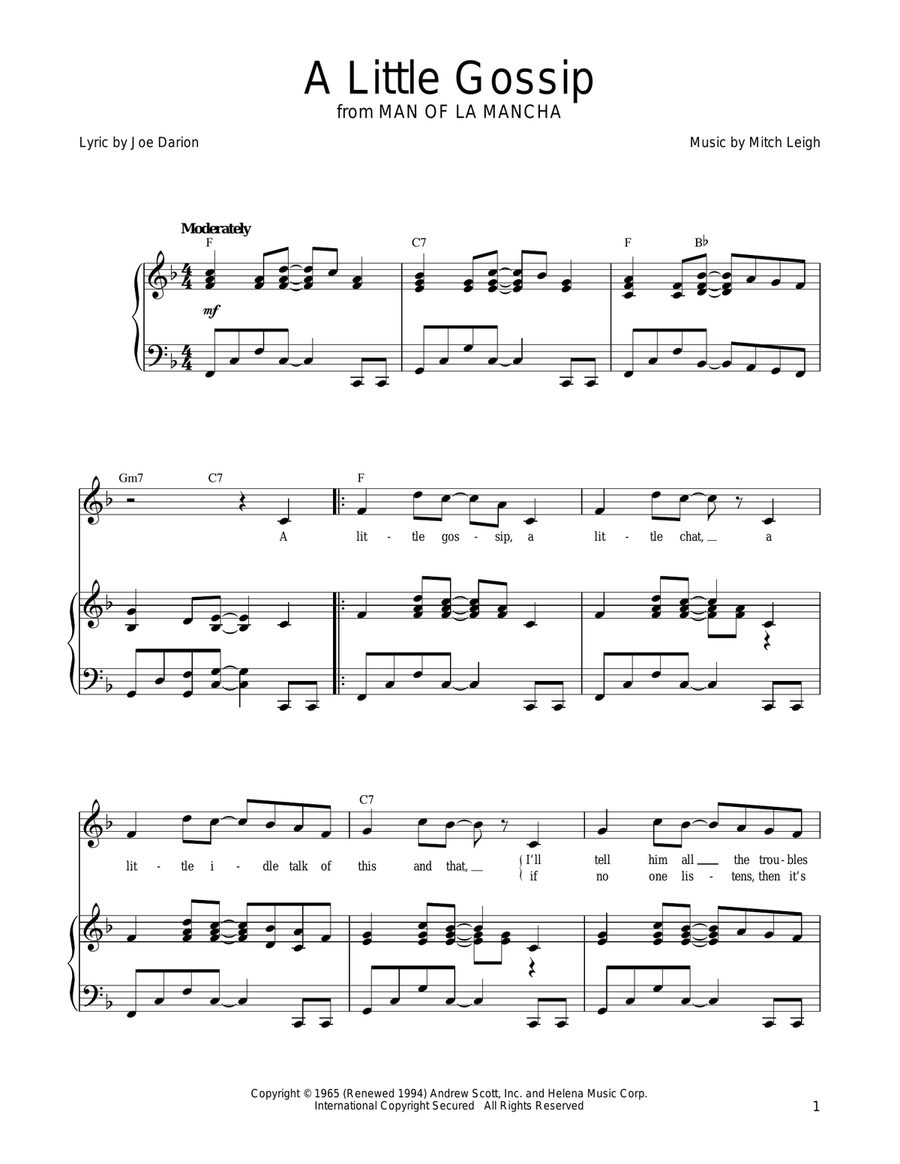A Little Gossip A Little Gossip Piano, Vocal, Guitar scores gallery preview page 1