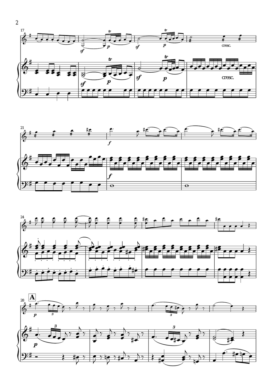 Eine Kleine Nachtmusik (for violin and piano/keyboard) Eine Kleine Nachtmusik (for violin and piano/keyboard) Violin Solo scores gallery preview page 2