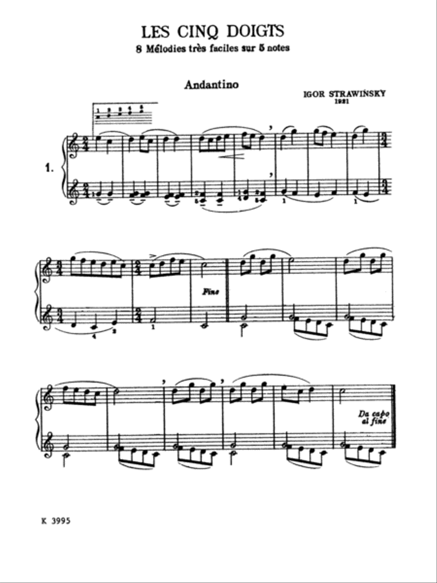 The Five Fingers (Les Cinq Doigts) Easy Piano scores gallery preview page 2