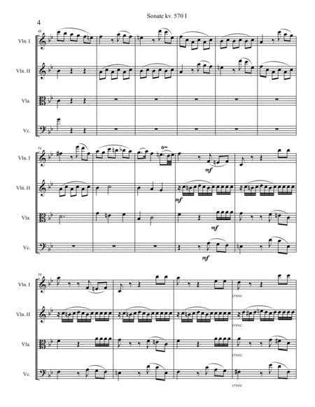 Mozart Sonata kv. 570 for String quartet image number null