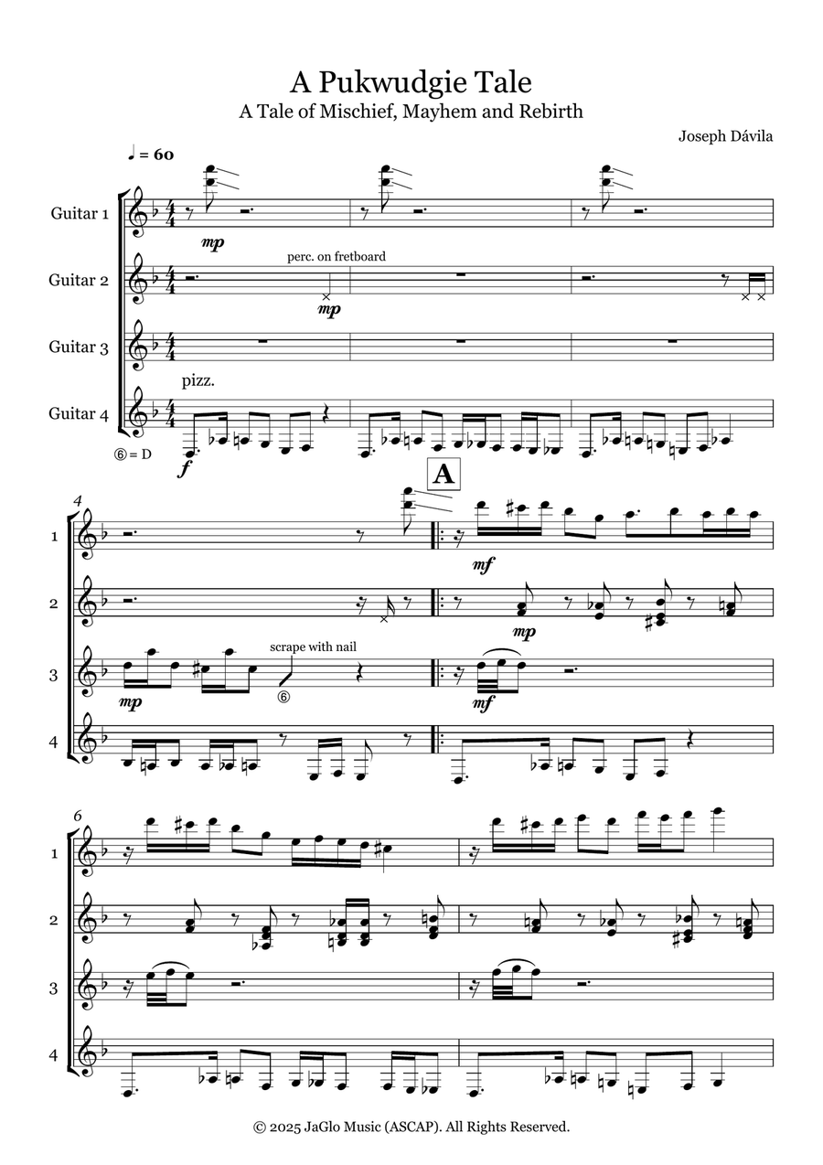 A Pukwudgie Tale Guitar Ensemble scores gallery preview page 1