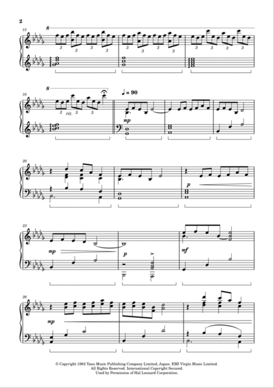Merry Christmas, Mr. Lawrence Piano Solo scores gallery preview page 2