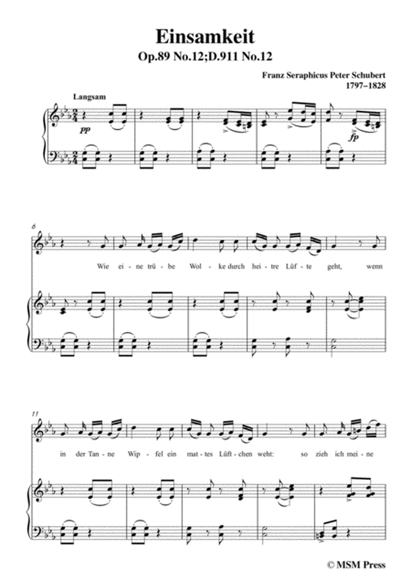 Schubert-Einsamkeit,from 'Winterreise',Op.89(D.911) No.12,in c minor,for Voice&Pno image number null