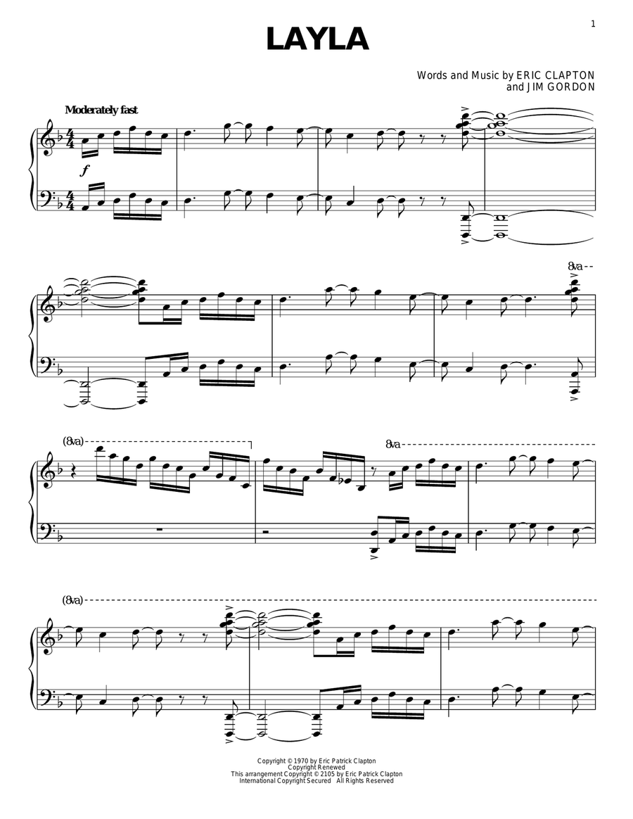 Layla Piano Solo scores gallery preview page 1