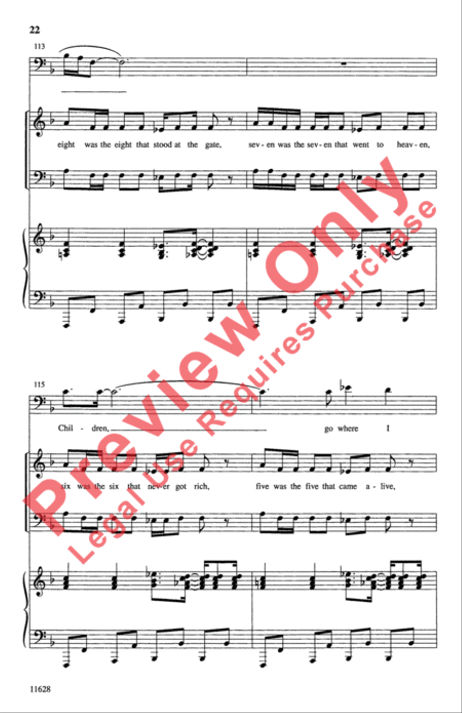 Children, Go Where I Send Thee 4-Part scores gallery preview page 22