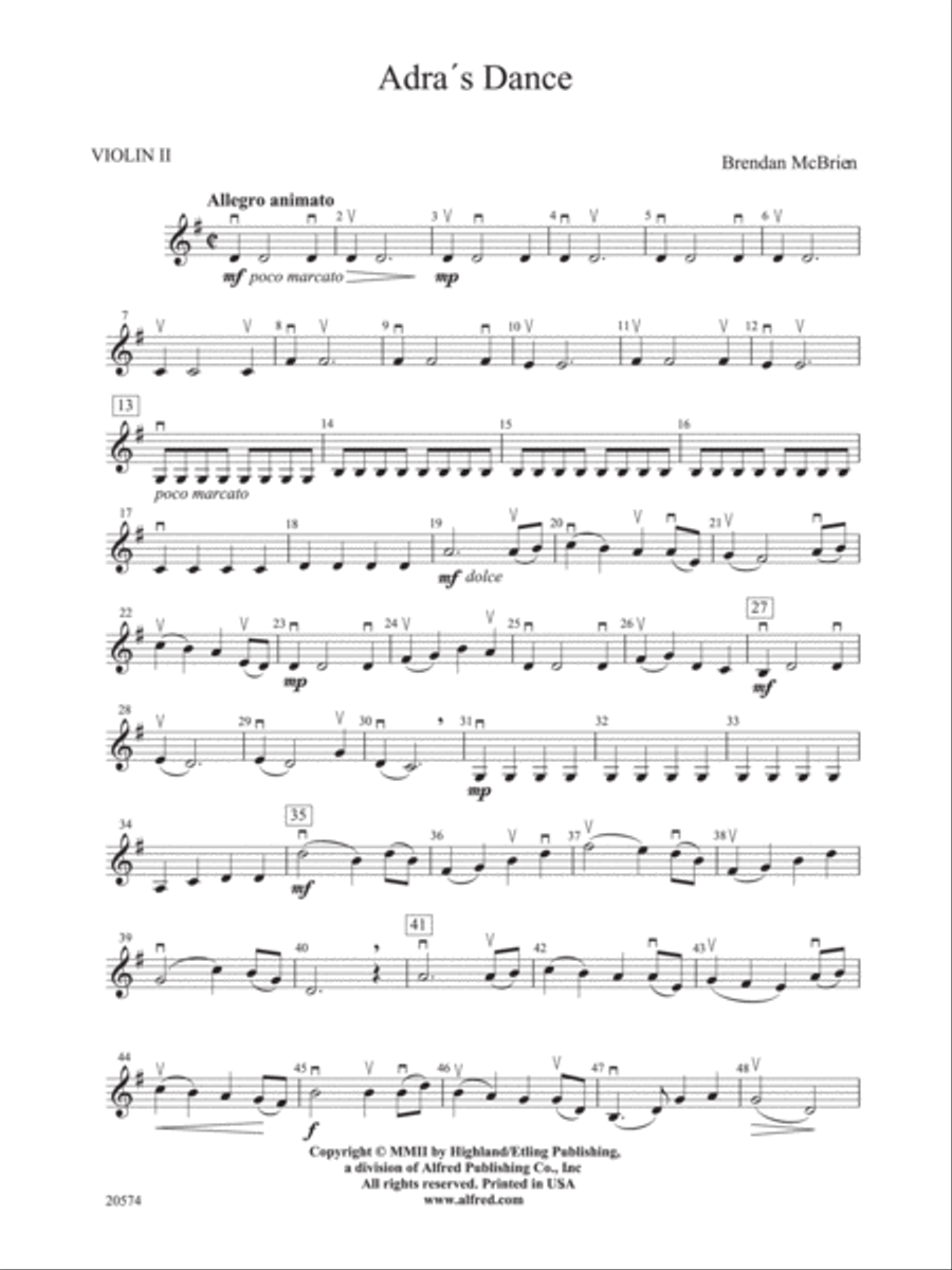 Adra's Dance: 2nd Violin String Orchestra scores gallery preview page 1