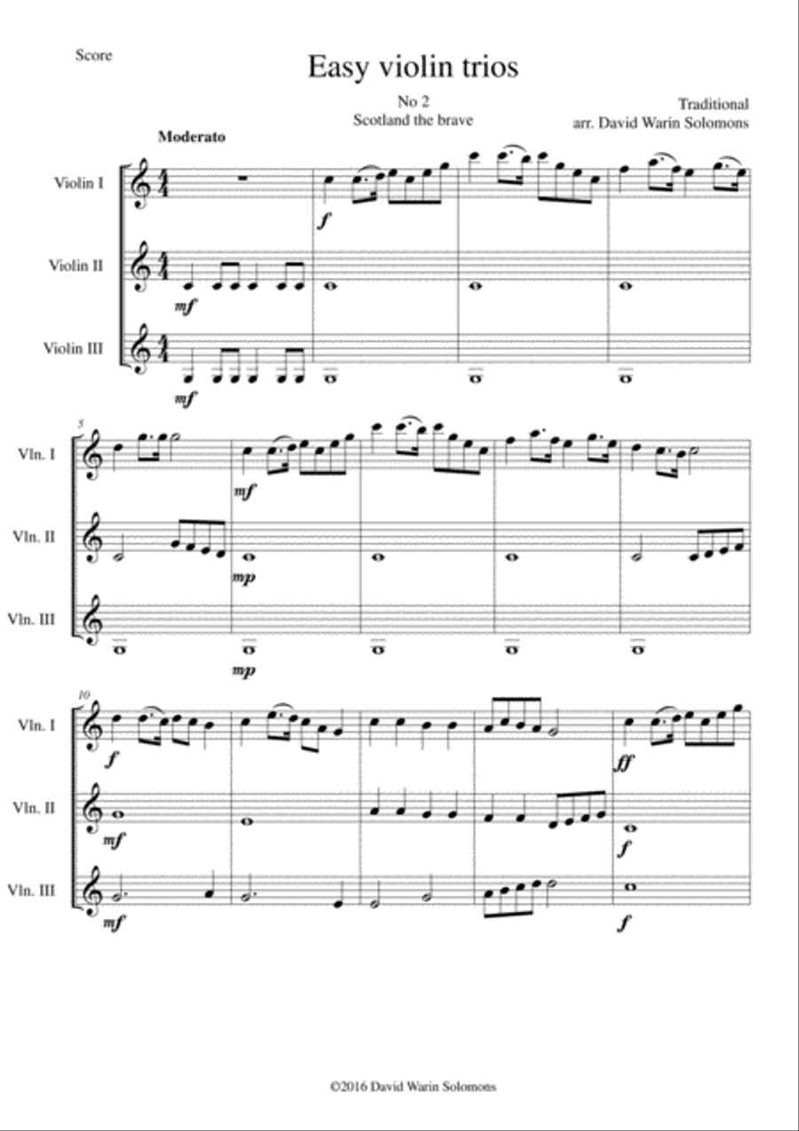 15 easy violin trios Violin Solo scores gallery preview page 6