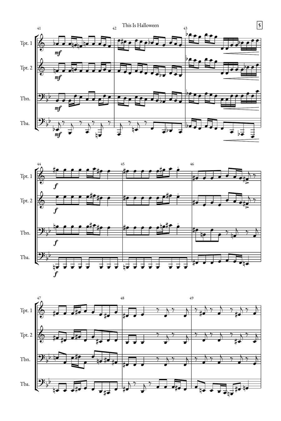 This Is Halloween Brass Quartet scores gallery preview page 5