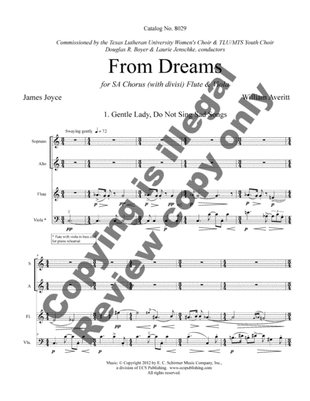From Dreams (Piano/Choral Score)