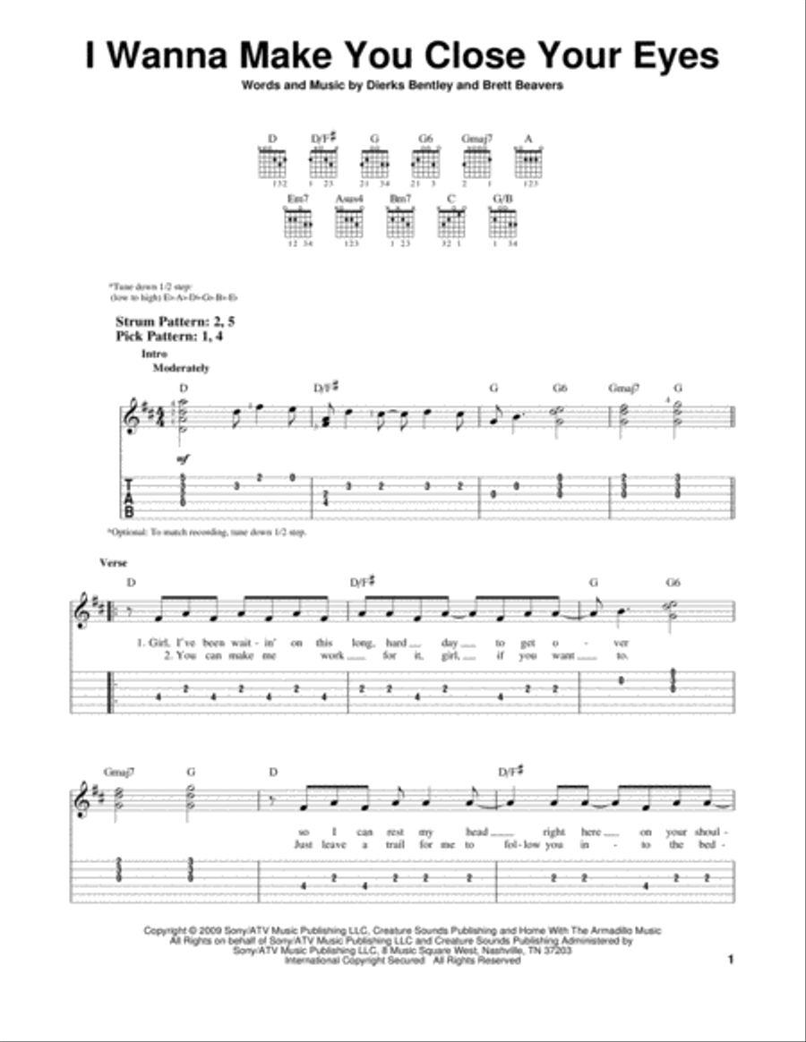 I Wanna Make You Close Your Eyes Acoustic Guitar scores gallery preview page 1