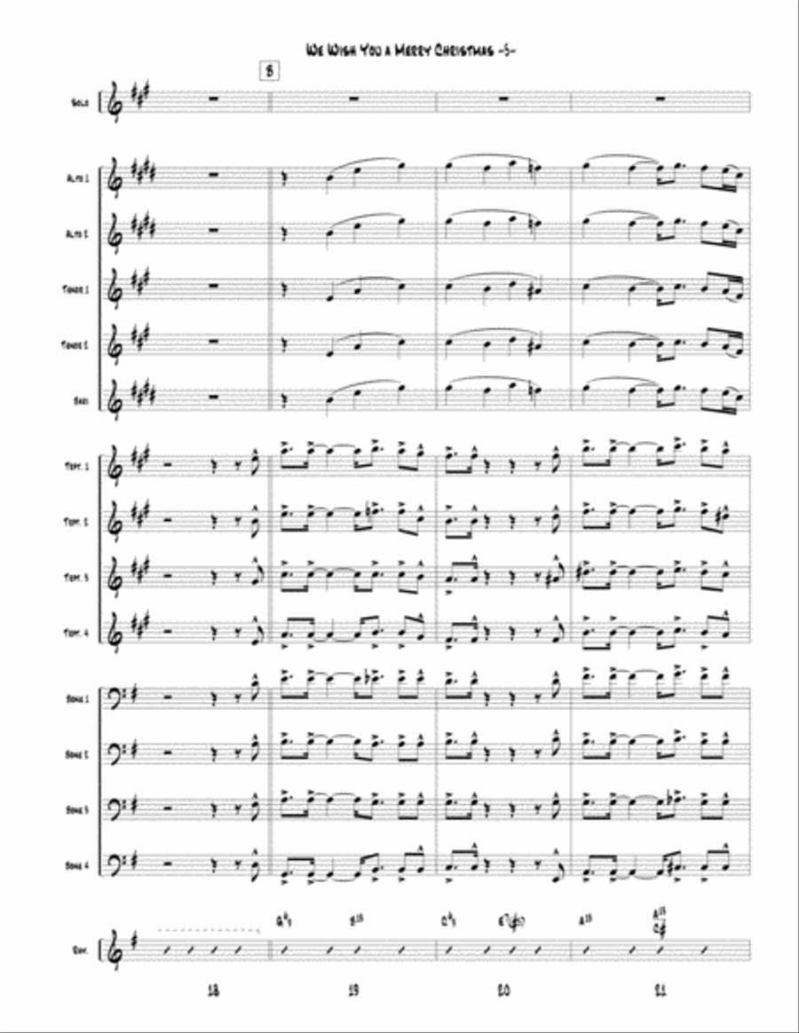 We Wish You a Merry Christmas for Little Big Band up to Full Big Band Jazz Ensemble scores gallery preview page 5