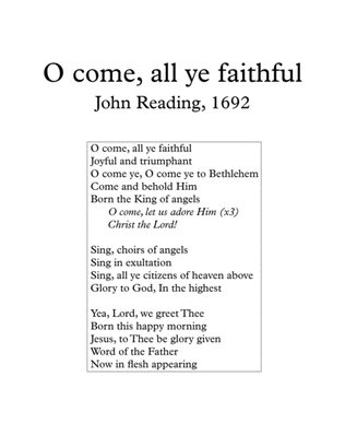 Book cover for O Come All Ye Faithful (sing-along for string quartet)