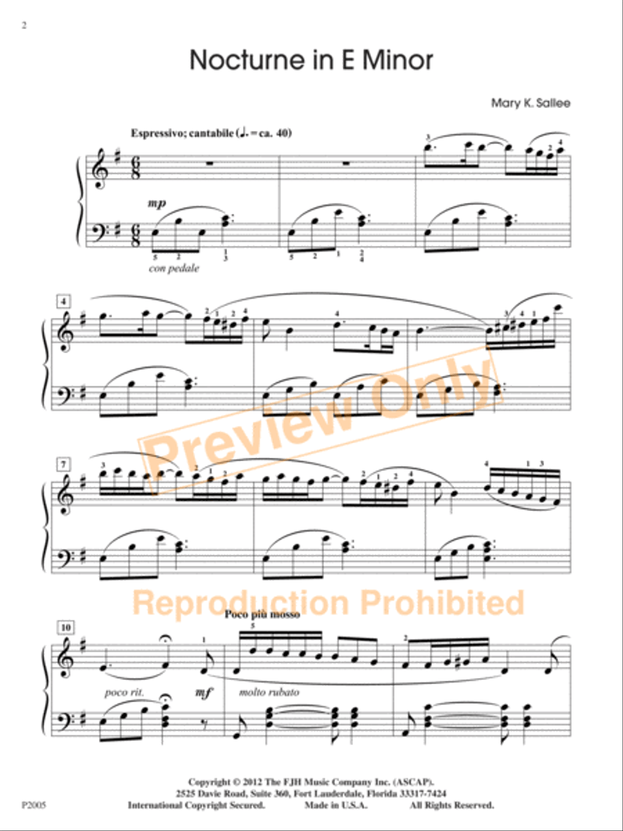 Nocturne in E Minor Piano Solo scores gallery preview page 3