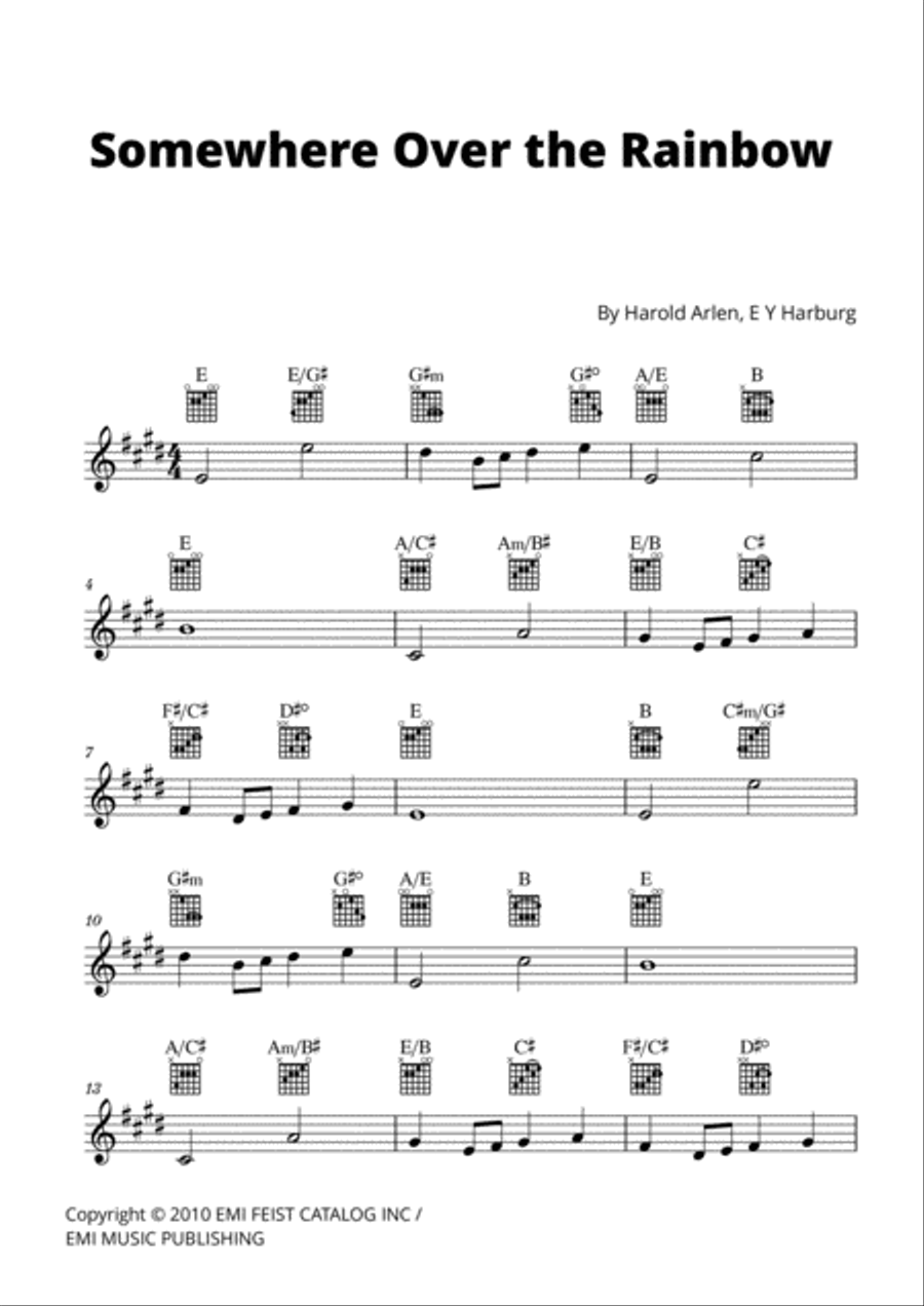 Over The Rainbow Guitar Tablature scores gallery preview page 1