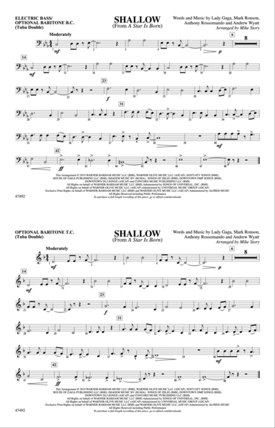 Shallow: Electric Bass Marching Band scores gallery preview page 1
